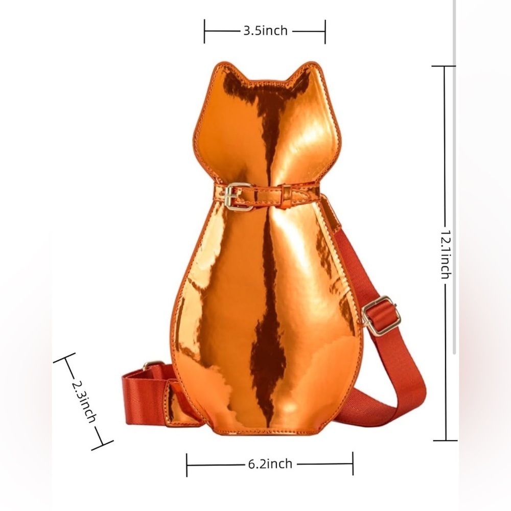 Metallic Novely Cat Shaped Sling Handbags Faux Leather NWOT​ - Picture 5 of 6